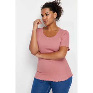 Trendyol Curve Pale Pink Camisole Knitted Plus Size Blouse