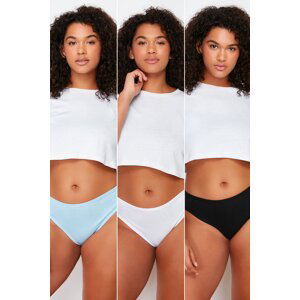 Trendyol Curve 2 Black - 2 White - 1 Blue 5-Pack Plus Size Panties