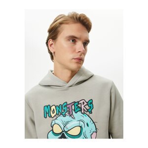 Koton Monster Printed Hoodie Relaxed Fit Long Sleeve Ribbed