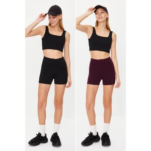 Trendyol Black-Rudum 2-Pack Restorer Knitted Sports Shorts/Short Leggings