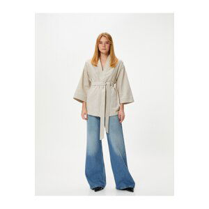 Koton Oversize Kimono Waist Belted Wide Sleeves