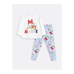 LC Waikiki Crew Neck Long Sleeve Daisy Duck Printed Baby Girl Pajamas Suit