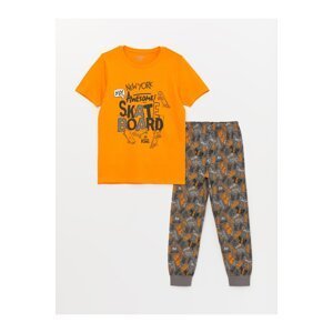 LC Waikiki Crew Neck Printed Short Sleeve Boys Pajamas Set