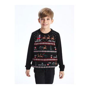 LC Waikiki Crew Neck New Year Themed Long Sleeve Boy's Knitwear Sweater