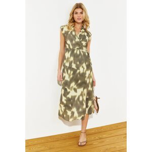 Trendyol Multicolored Abstract Patterned Double Breasted Midi Woven Dress
