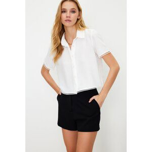 Trendyol Ecru Short Sleeve Lace Cupra Fabric Woven Shirt