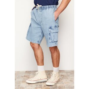 Trendyol Blue Regular Fit Cargo Pocket Elastic Waist Denim Jeans