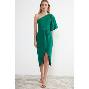Trendyol Emerald Green Open Waist/Skater Woven Midi Dress