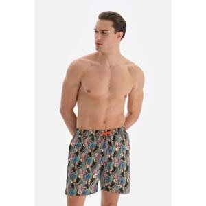 Dagi Green - Anthracite Tucan Patterned Mid Sea Shorts