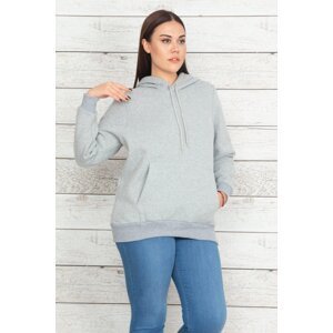 Şans Women's Plus Size Gray Hoodie and Rack Sweatshirt