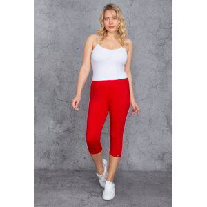 Şans Women's Plus Size Red Side Striped Leggings and Capri Pants