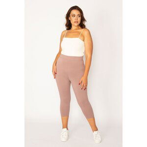 Şans Women's Plus Size Powder Cotton Fabric Leggings Capri