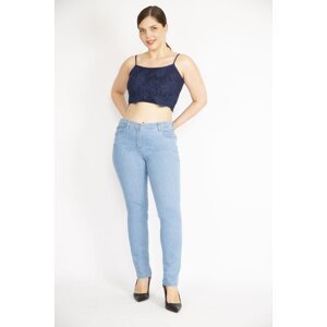 Şans Women's Blue Large Size 5 Pocket Jeans