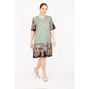 Şans Women's Colorful Plus Size Woven Viscose Fabric Paisley Patterned Dress