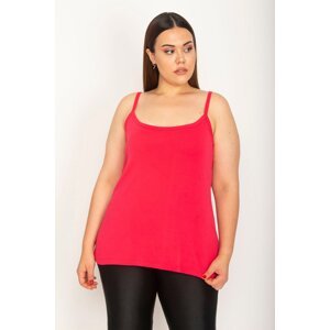 Şans Women's Plus Size Fuchsia Cotton Fabric Adjustable Straps Height Adjustment blouse