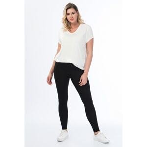 Şans Women's Plus Size Black Cotton Fabric Leggings Trousers