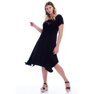 Şans Women's Plus Size Black Viscose Dress With Back Detail