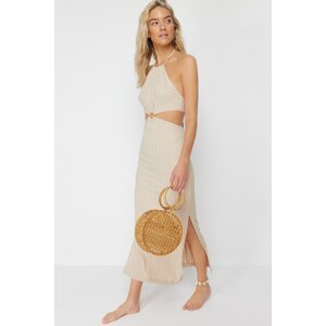 Trendyol Beige Maxi Knitted Accessories Beach Dress