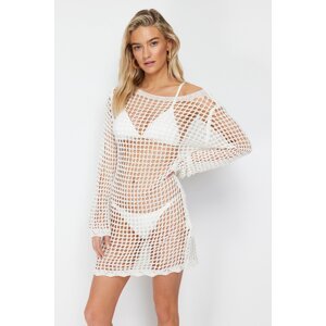 Trendyol Ecru Mini Knitted Knitwear effect Beach Dress