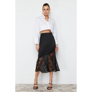 Trendyol Black Lace Detailed Satin Skirt