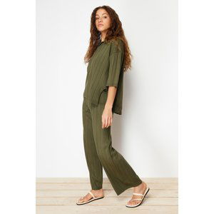 Trendyol Green Basic Ribbed Knitwear Two Piece Set