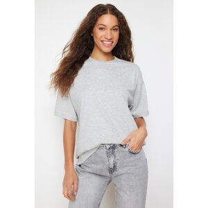 Trendyol Gray Melange Oversize/Wide Mold Crew Neck Knitted T-Shirt