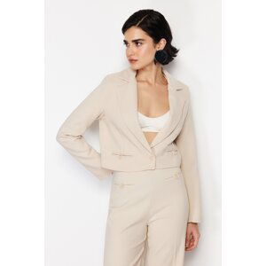 Trendyol Ecru Premium Quality Ederli Crop Woven Blazer Jacket