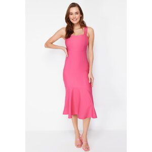 Trendyol Flounce Fuchsia Skirt Midi Woven Dress