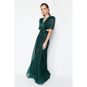 Trendyol Green Window/Cut Out Detailed Shiny Elegant Evening & Prom Dress