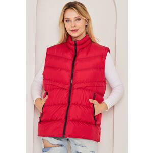 River Club Women's Red Inflatable Vest With Lined Water And Windproof