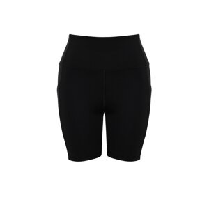 Trendyol Black Ribbed Restorer Waist Tulle Detailed Knitted Sports Shorts/Short Leggings