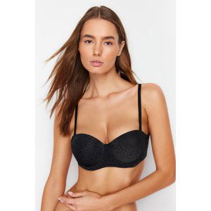 Trendyol Black Shiny Polyamide Push-Up Strapless Knitted Bra