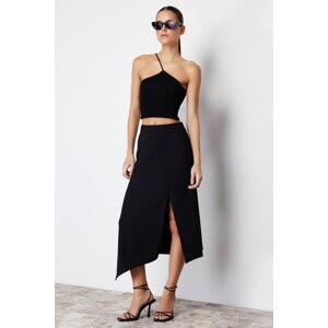 Trendyol Black Asymmetric Cut Out and Slit Detail Skirt