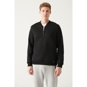 Avva Men's Black Half Zipper Cotton Regular Fit Sweatshirt