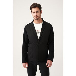 Avva Men's Black Monochrome Collar Unlined Sweater Detailed Slim Fit Slim Fit Jacket