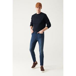 Avva Men's Dark Blue Old-fashioned Washable Flexible Extra Slim Fit Slim Fit Jeans
