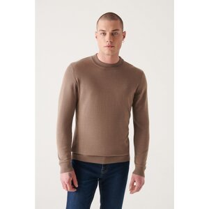 Avva Men's Mink Half Turtleneck Regular Fit Knitwear Sweater