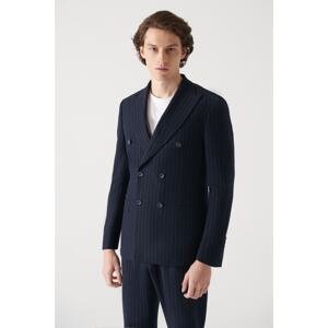 Avva Men's Wool Striped Double-breasted Unlined Jacket