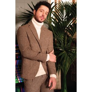 Avva Men's Ecru Full Turtleneck Raglan Sleeves Pocket Detailed Comfort Fit Comfortable Cut Woolen Sweater