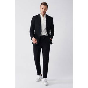 Avva Men's Black See-through Elastic Waist with Lace-Up Relaxed Fit Trousers