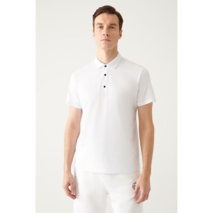 Avva Men's White 100% Cotton Knitted Regular Fit 3 Snaps Polo Neck T-shirt