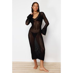 Trendyol Black Fitted Maxi Knitted Knitwear Beach Dress