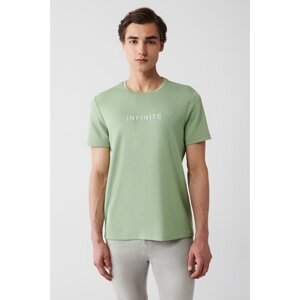 Avva Men's Aqua Green Crew Neck Printed Soft Touch Regular Fit T-shirt