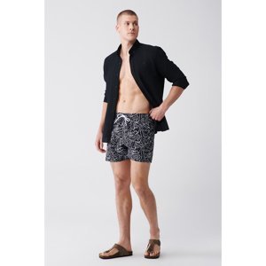Avva Black Quick Dry Printed Standard Size Comfort Fit Swimsuit Swim Shorts