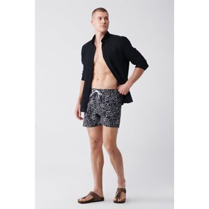 Avva Men's Black Quick Dry Printed Swimwear in a Standard Size Seafood Shorts