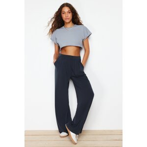 Trendyol Anthracite Premium Soft Textured Modal Wide Leg/Wide Cut Knitted Trousers