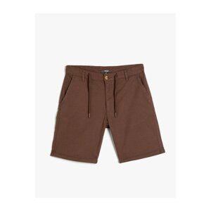 Koton Linen Blend Bermuda Shorts Drawstring Waist Pocket Detailed.