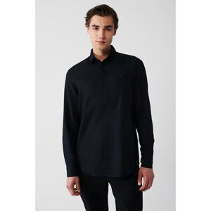 Avva Men's Black 100% Cotton Classic Collar Dobby Regular Fit Shirt