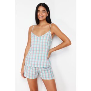 Trendyol Multicolor Plaid Rope Strap Viscose Woven Pajama Set