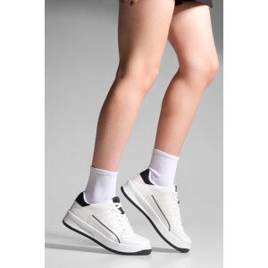 Marjin Women's Sneaker High Sole Lace-Up Sports Shoes Sitas White